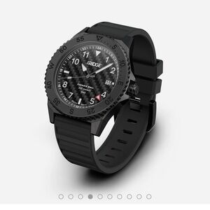 Ridge Land & Sea GMT Carbon Fiber Quartz Wristwatch Black Dial 200m Sport Date